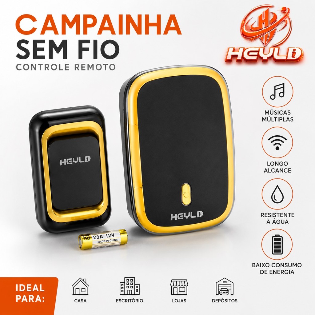 Campainha Sem Fio Externa Residencial De Longo Alcance 36 Toques Wifi Wireless Eletrônica 4 modelos