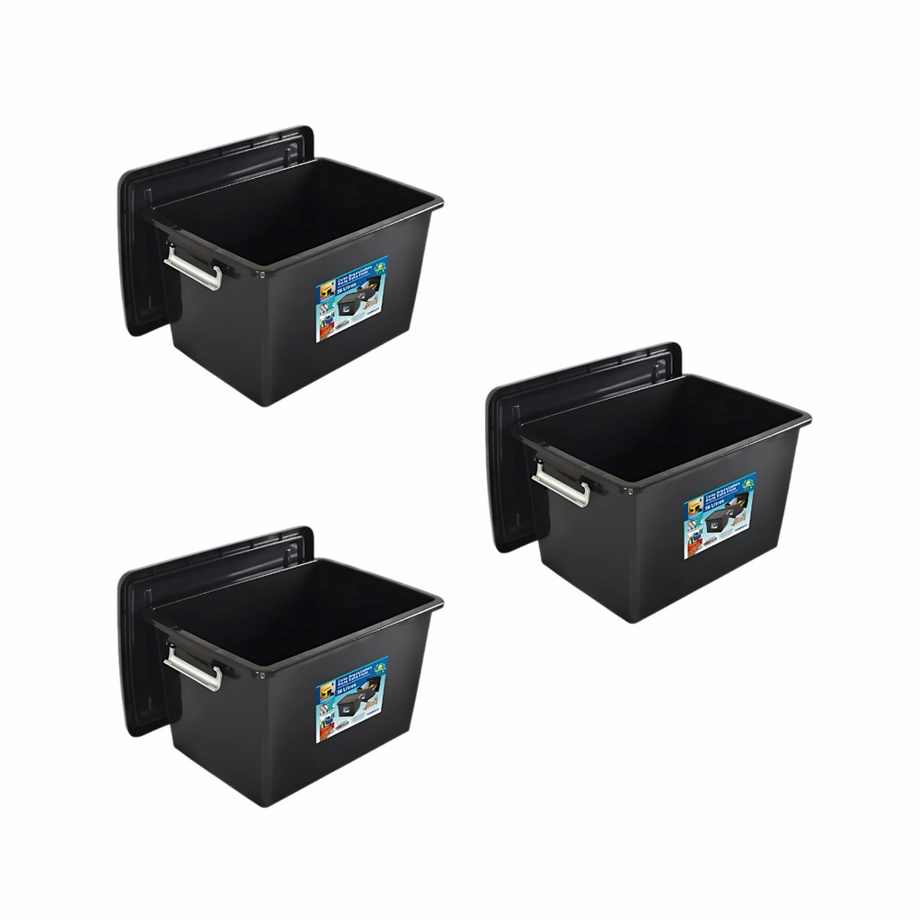 Conjunto 3 Caixa Composteira 56L Nature Econômico Cor Preto