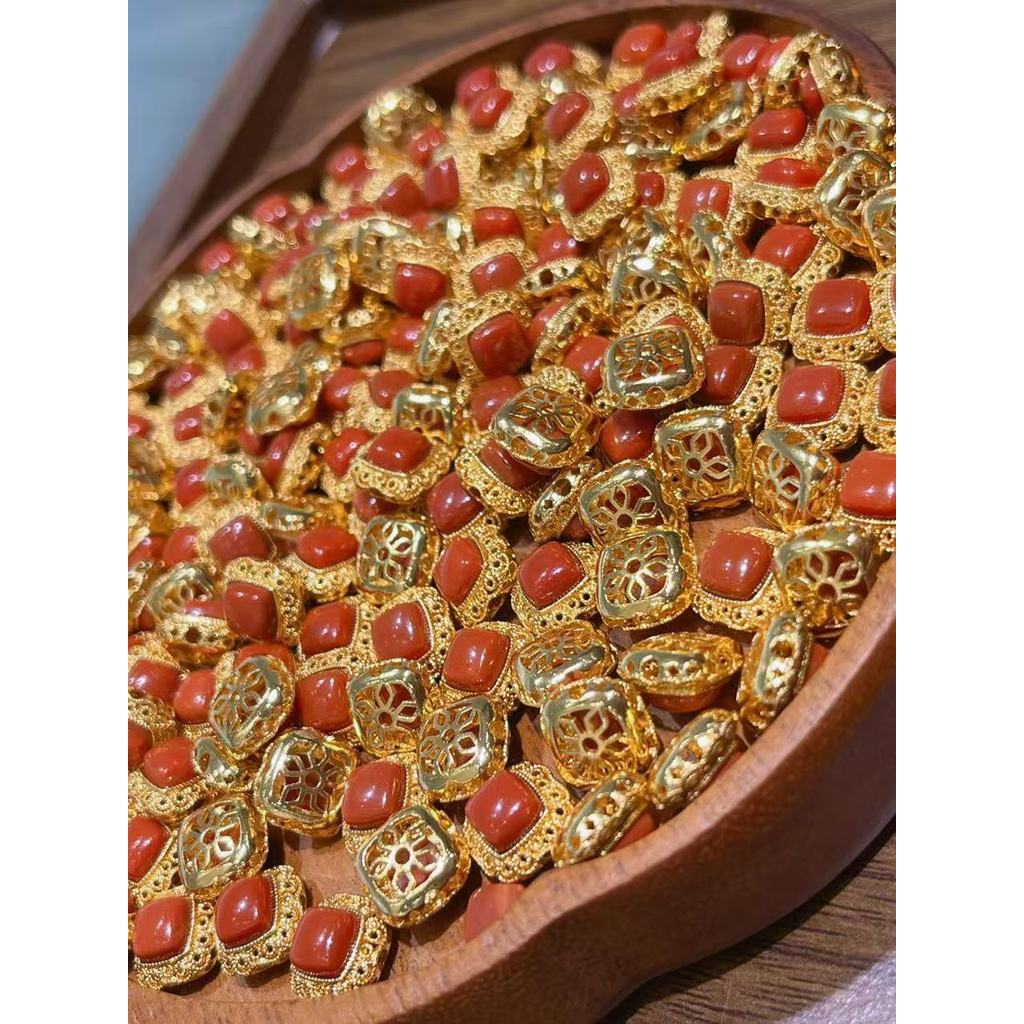 Natural sul vermelho incrustado caixa mágica acessórios pulseira colar artesanal diy acessórios pingente jóias moda Wenw