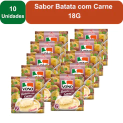 Kit 10 Unidades Sopas Cremosas VONO® Individual Sabor Batata com Carne 18G