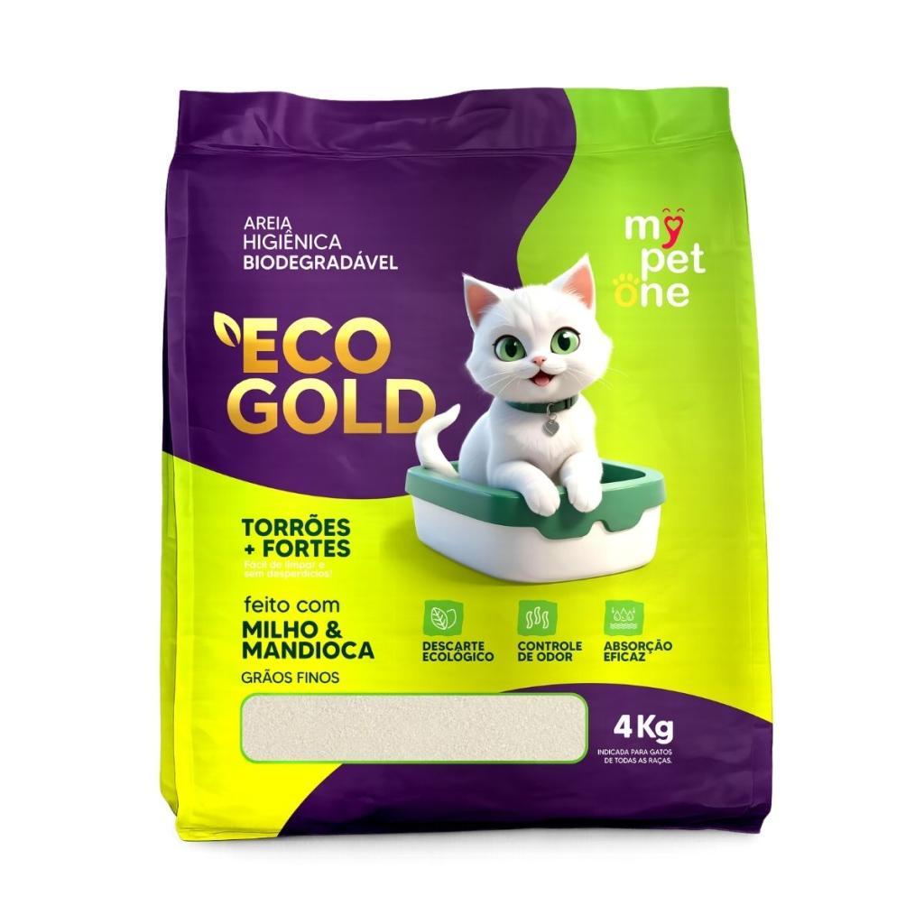 Areia Biodegradável Milho e Mandioca para Gatos Cat Bio Eco Gold Grãos Finos MyPetOne - 4Kg