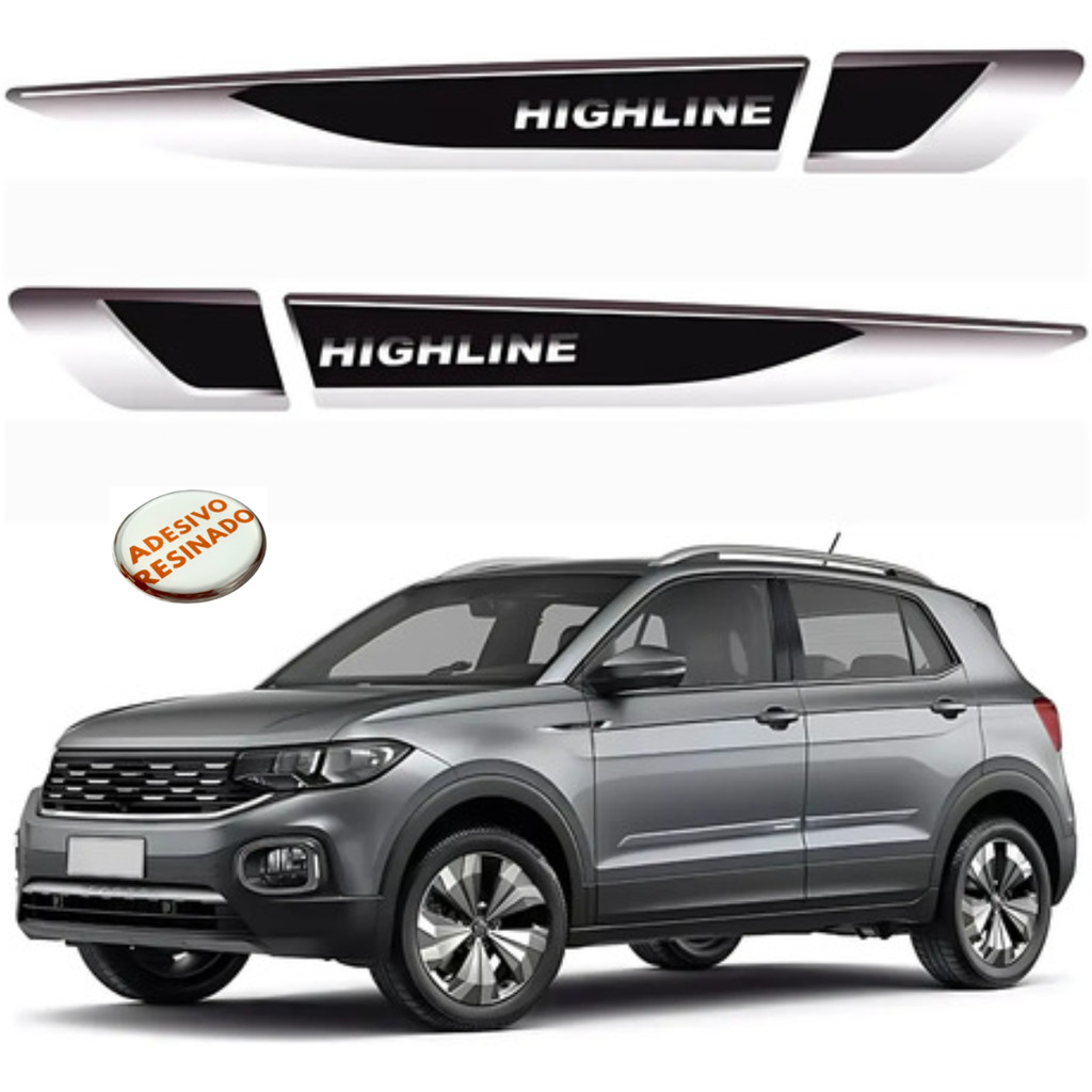 Kit Par Aplique Lateral Volkswagen Highline Polo Tcross Taos Virtus Tiguan Nivus