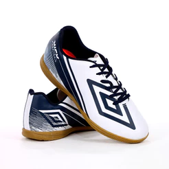 Chuteira Umbro Futsal Kick Branco e Azul Marinho - Masculino