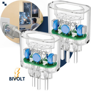 Kit 02 Protetor de Surto Dps Hrebos 3 Pinos 20A Bivolt Transparente Anti Raio Surtos Elétricos