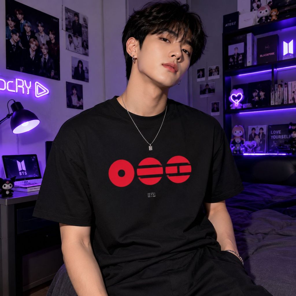Camiseta K-Pop BTS Bangtan Symbol Estampada Unissex Algodão Premium Unissex Lançamento Envio Imediato