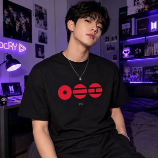 Camiseta K-Pop BTS Bangtan Symbol Estampada Unissex Algodão Premium Unissex Lançamento Envio Imediato