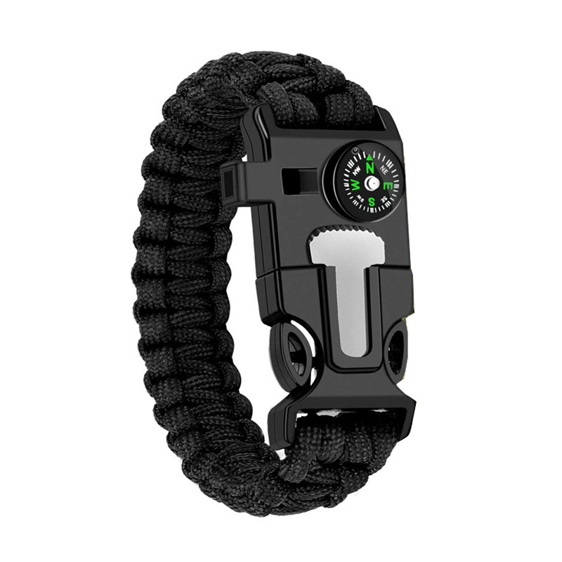 Pulseira Multifuncional de Paracord, Pulseira para Caminhadas, Pulseira de Salvamento, Bússola de Viagem 5 em 1 para Ati