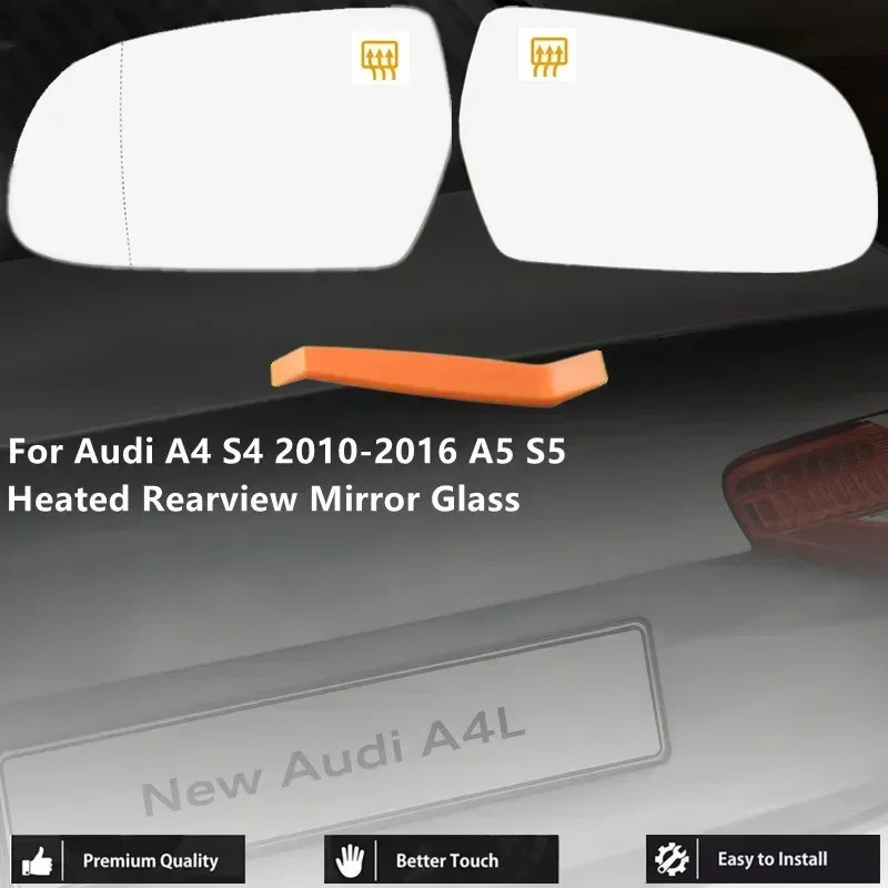 Espelho Retrovisor Lateral Aquecido para Carro, Lente de Vidro para Audi A4 S4 2010-2016, A5 S5 2010-2017, A3 2010-2012