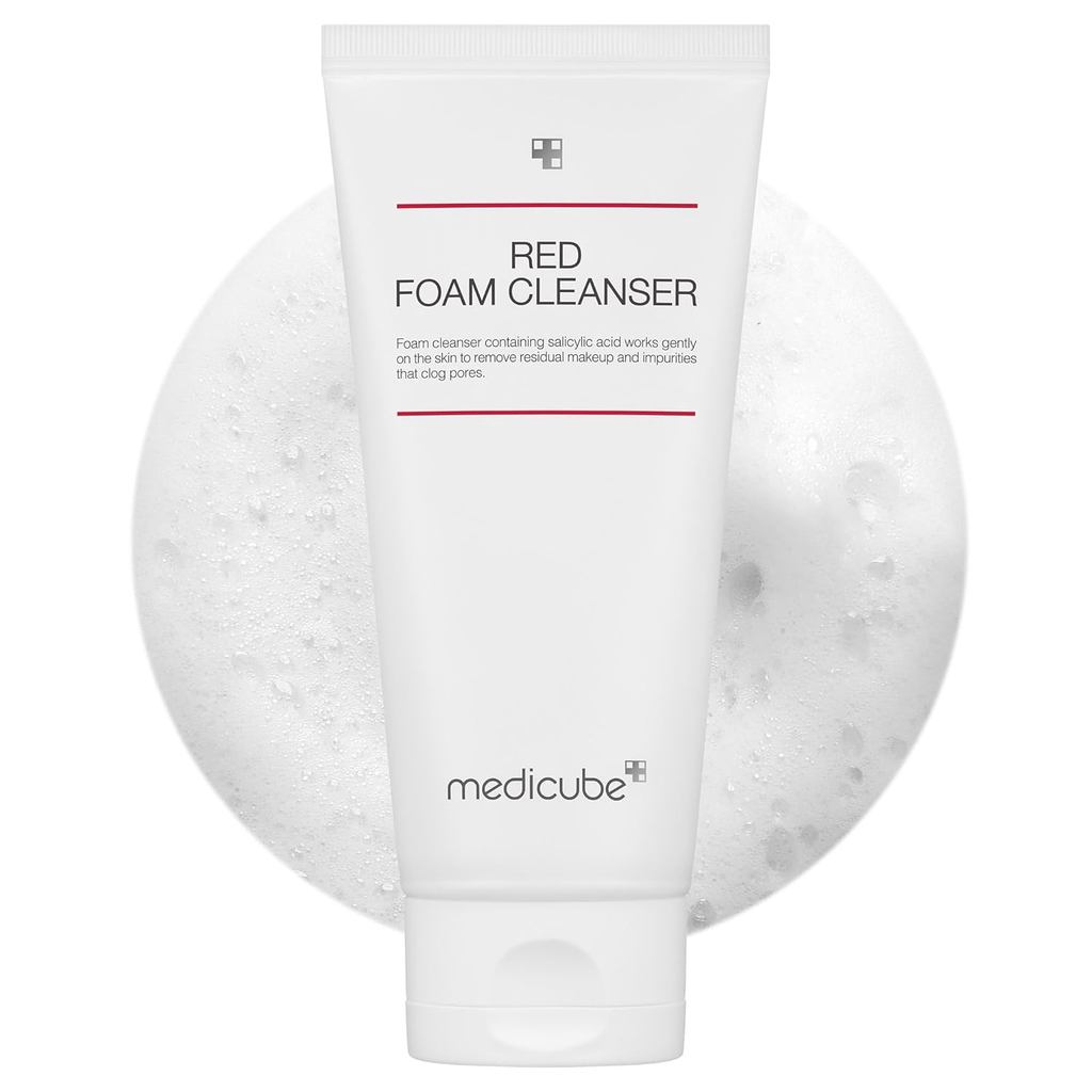 medicube Espuma de Limpeza Facial Vermelha |   Espuma de Limpeza Suave Diária para Pele Sensível e Problemática |   Limp