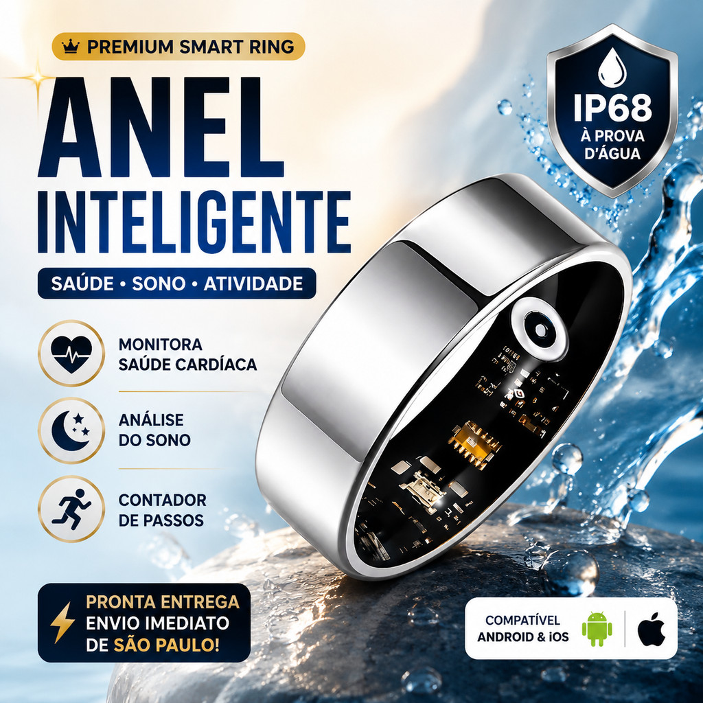 Anel Inteligente Smart Ring Monitor De Sono Saude Cardiaco Passos IP68