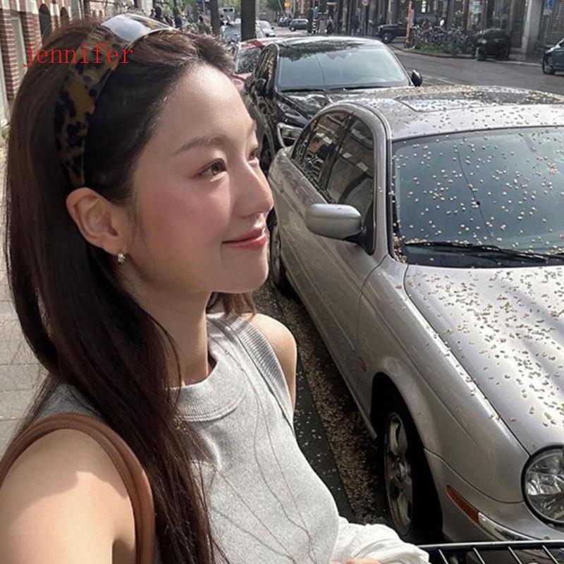 jennifer Elegante Cocar Largo Acetato Hairband Clássico Leopardo Impressão Design Para Uso Diário Confortável Argola De