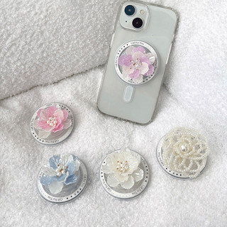 Suporte Magnético Redondo Floral 3D para Telefone, adequado para iPhone 16 15 Pro Max, suporte de mesa retrátil com anel