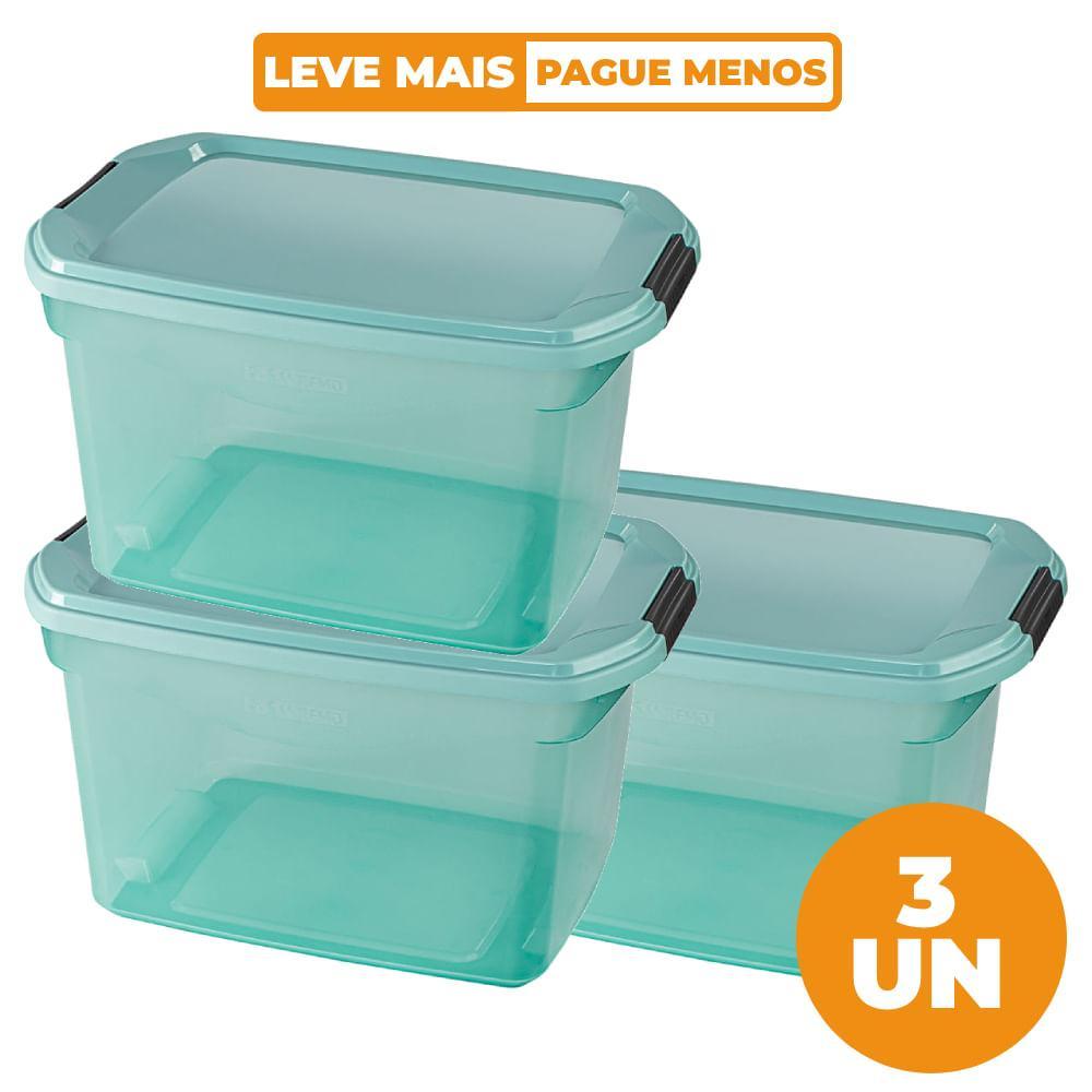 Kit 3 Caixas Organizadoras Verde 29L Sanremo