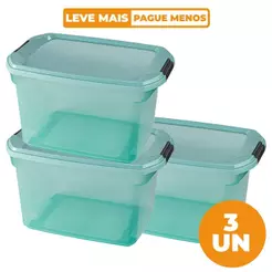 Kit 3 Caixas Organizadoras Verde 29L Sanremo