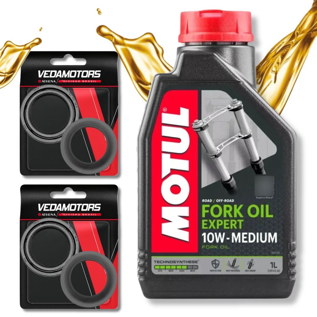 Óleo Bengala Nxr 150 Bros / Cg 150 Titan / Pcx 150 / Cbx 200 Strada Motul 10w + Retentores e Guarda Pó