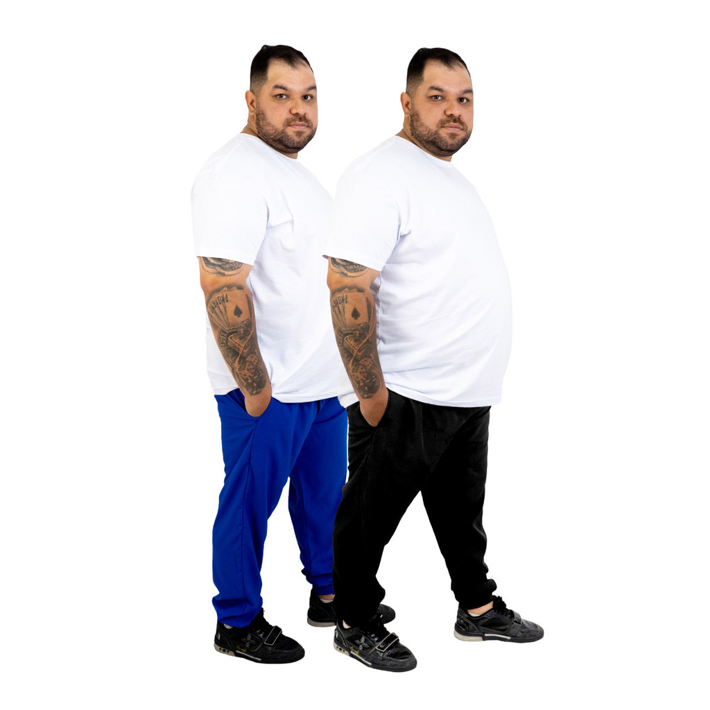 Kit 2 Calça Tactel Masculina Plus com Elastano Flexível Sem Forro Academia Casual Esportiva