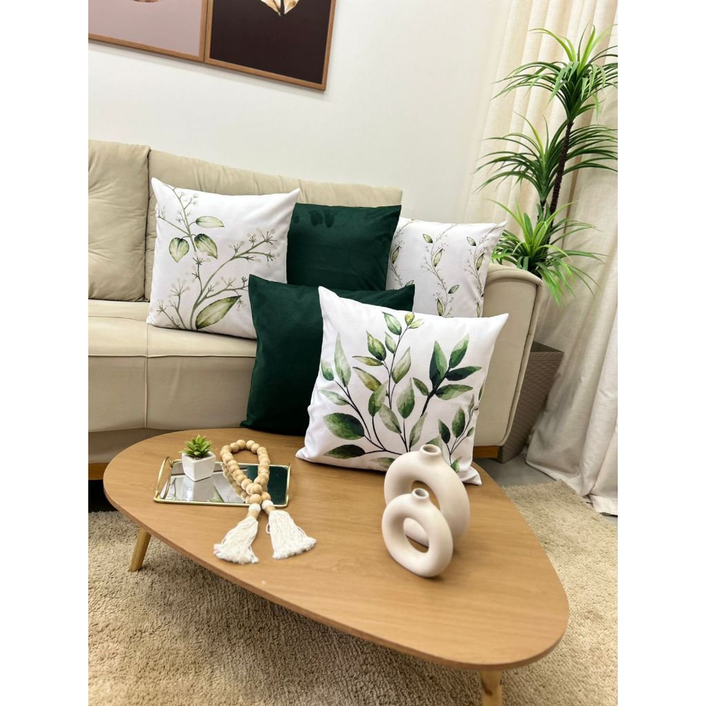 Kit Jogo 5 Capas de Almofadas Suede Aveludada Decorativa Estampa Sublimada 45cmX45cm Com Zíper