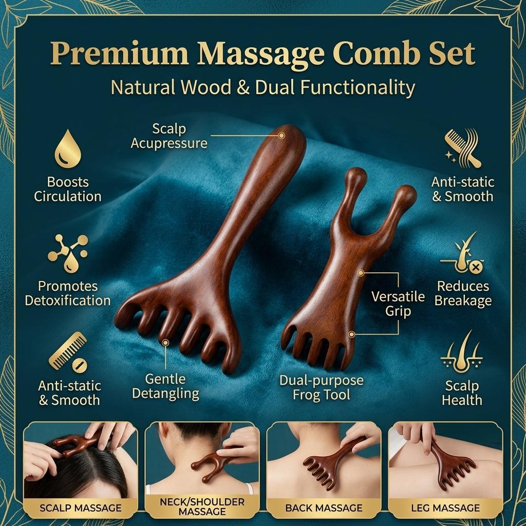 Veado Antler Cabeça Massageador Massagem Pente Couro Cabeludo Garras Coçar Ferramenta Seis Dentes Bola Fáscia Liberação