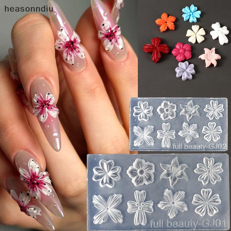 [heasonndiu] Pétalas De Flores De Primavera Molde De Silicone Para Unhas Tridimensional Floral DIY Design Modelo De Mani