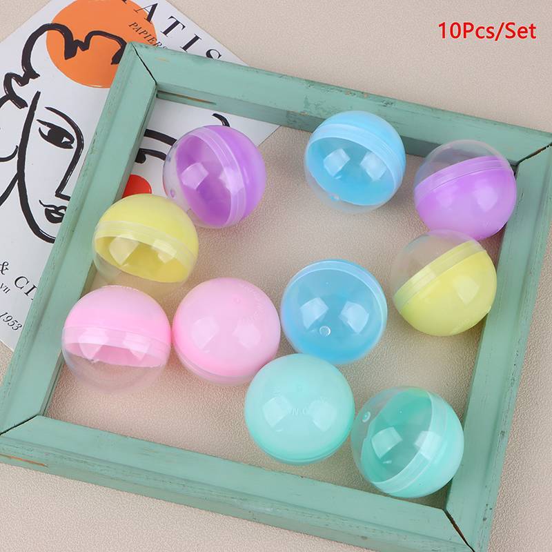 # yuece 10 Unidades De Cápsulas De Brinquedo PP De Plástico De 45 Mm Meio Transparente Colorido Bola Surpresa Redonda Fá