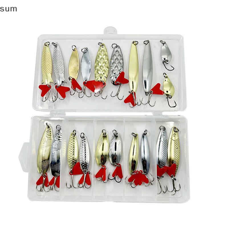 [sum] 10 Pçs/Set Ouro E Tira Metal Jig Colher Spinner Isca De Pesca Wobbler Conjunto De Com Caixa De Conto Kit Para BR