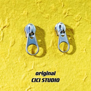 CICI925 brincos de agulha de prata masculino zíper cabeça brincos casal novo único simples brincos feminino nicho Design