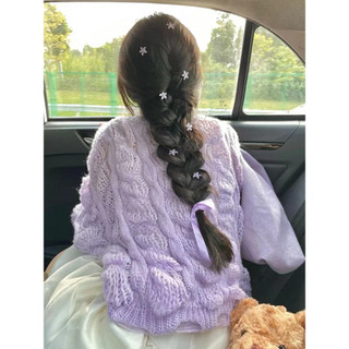 Bonito suave roxo pequena flor grampo de cabelo cocar flor acessórios para o cabelo feminino trançado cabelo embelezado 