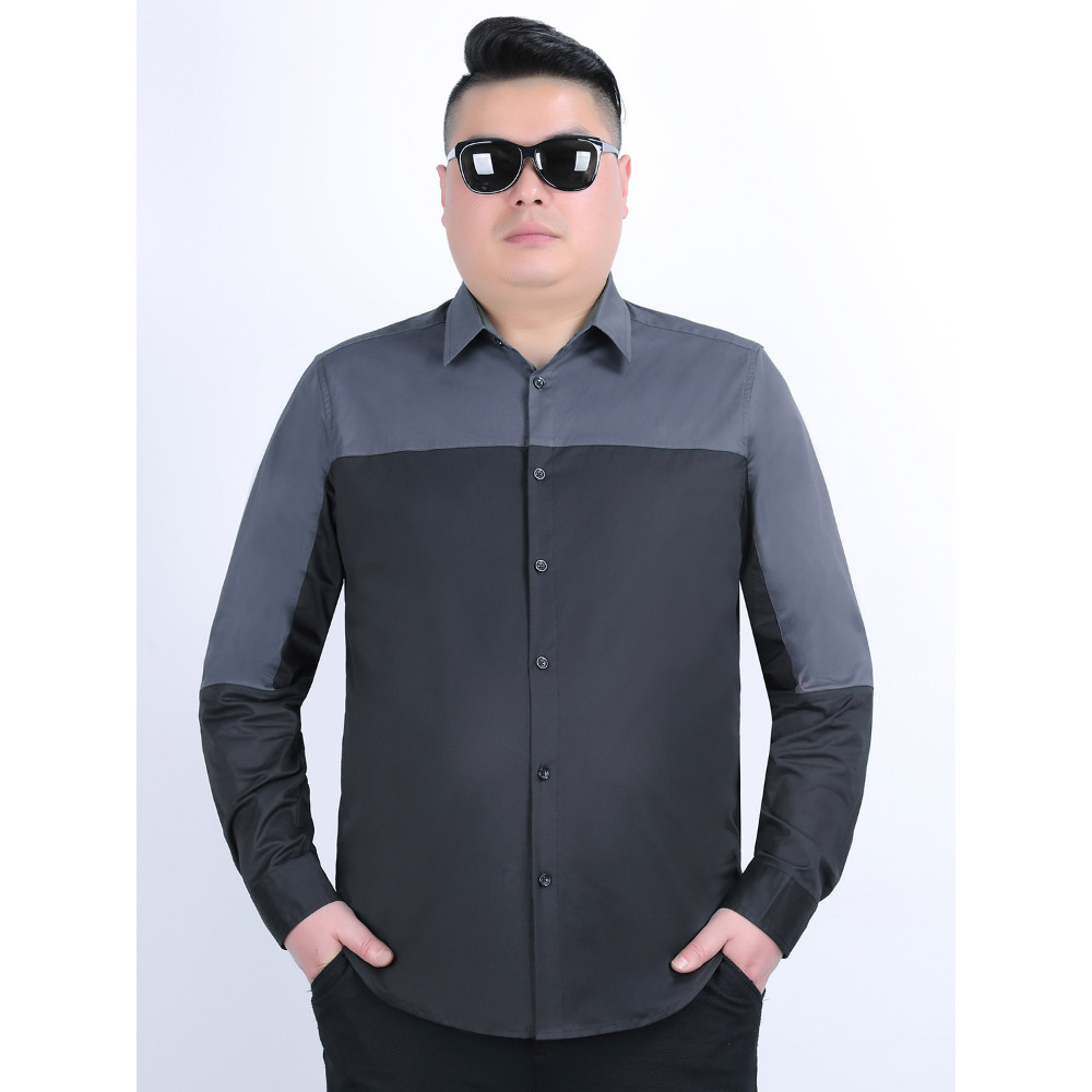 Plus size masculino estilo outono na moda lapela gorda solta mais gordura plus size masculino fino camisa de manga compr