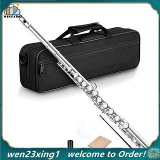 [Wen-Shop] 16 Furos Abertos Fechados Chave C Flauta Transversal Profissional Instrumento Musical De Concerto Com Caixa P