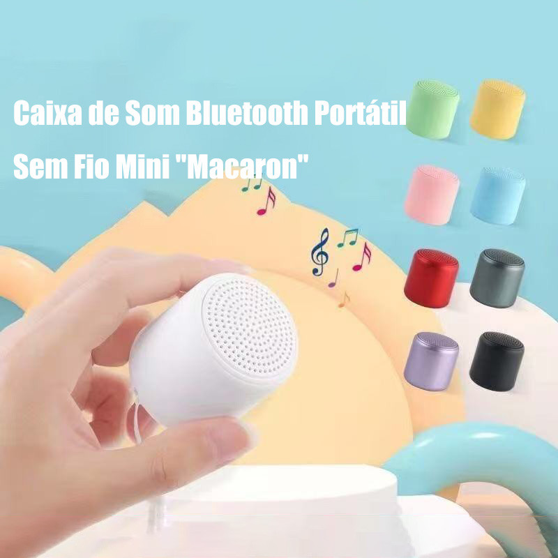 Caixa de Som Bluetooth Macaron Mini: Design Portátil, Música ao Lugar que Quiser