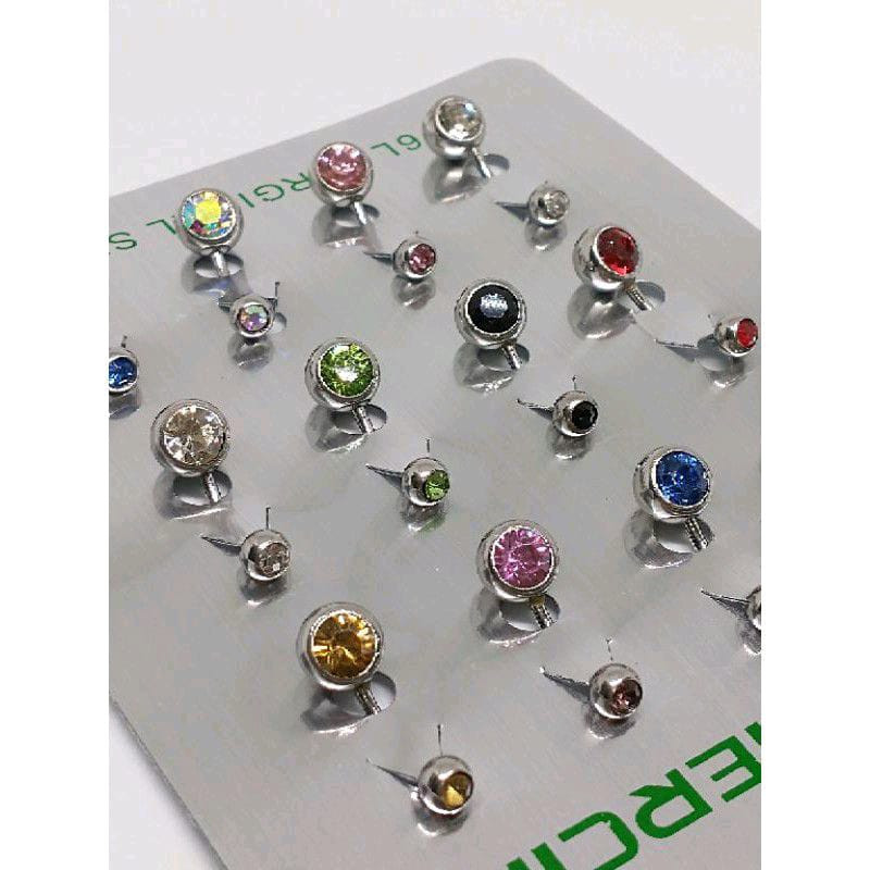 Cartela Piercing de Umbigo 8mm Banana bell 2 Strass Pedra Cristal Aço cirúrgico