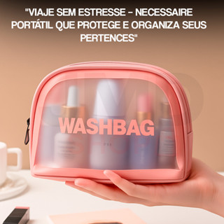 Necessaire Washbag Transparente Organização Prática e Maquiagem e Acessórios Para Viagens em Oferta na Shopee