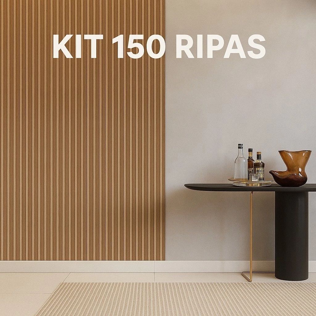 Kit 150 Placas Ripada Painel de TV Parede Toda 45x11cm - CONJUNTO DE 150 PLACAS AUTOCOLANTES — imagem 1