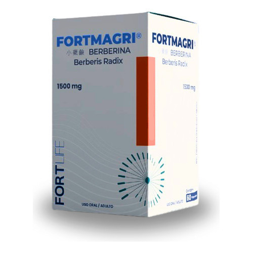 Fortmagri Berberina 1500mg C/60 Cápsulas Fortlife Sem Sabor Suplemento Alimentar