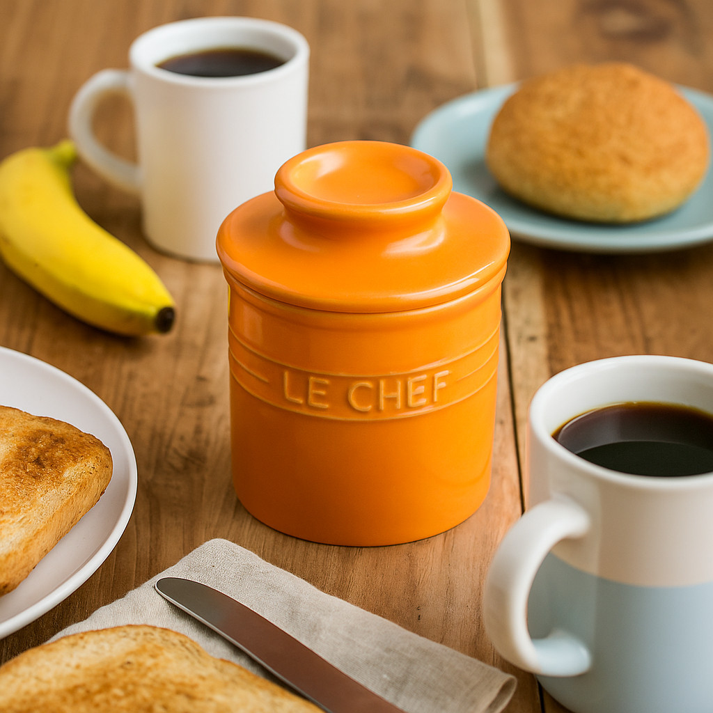 Manteigueira Francesa Le Chef Laranja 10cm Cozinha Elgante Utilidade Decoração