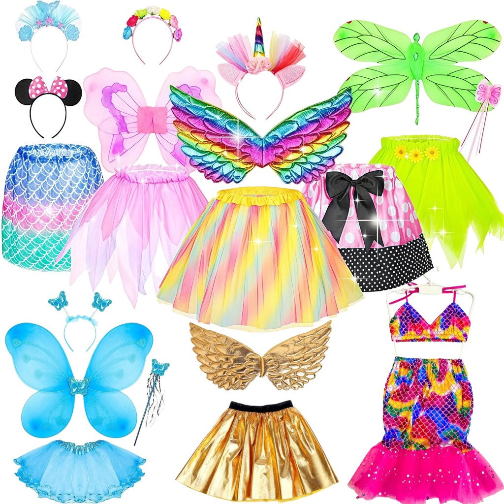 Kit Fantasia De Festa Infantil De Unicornio/Sereia/Frozen Saia+Tiara+Trança em Oferta na Shopee
