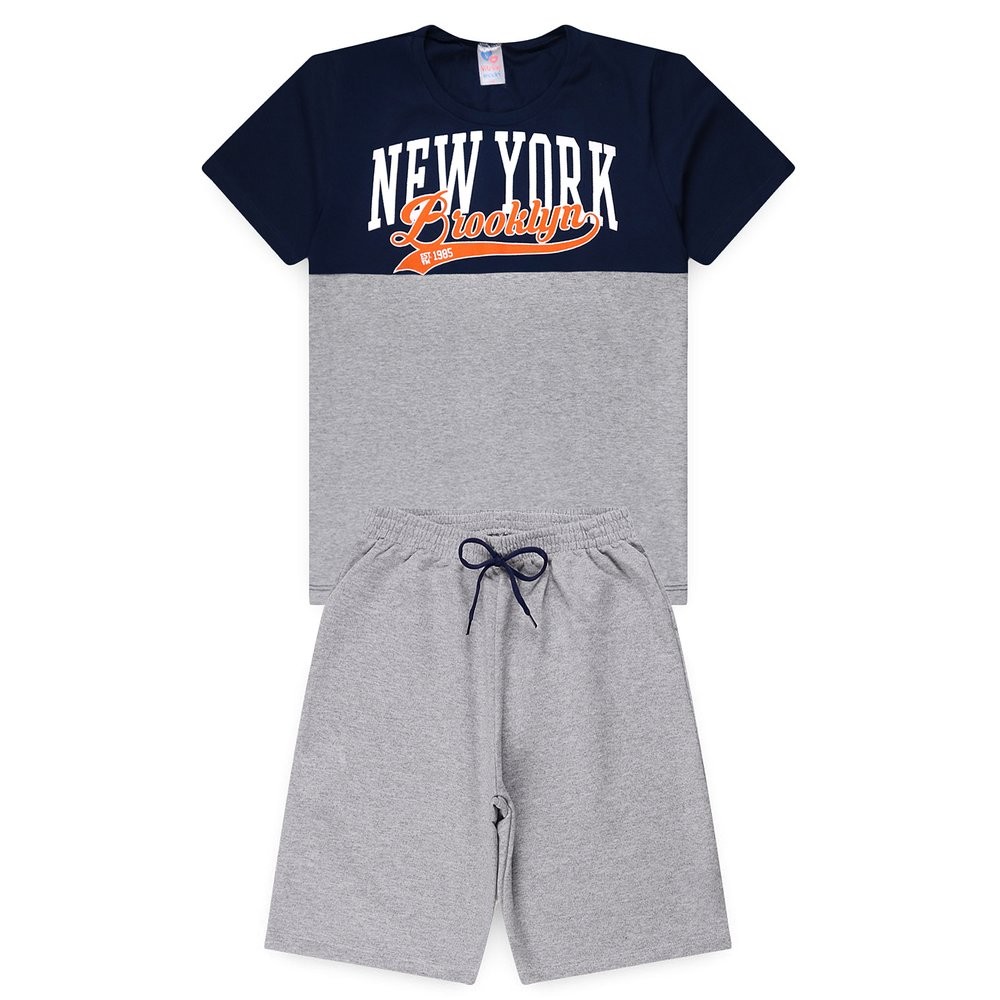 Conjunto Juvenil Verão Masculino New York Brooklyn em Oferta na Shopee