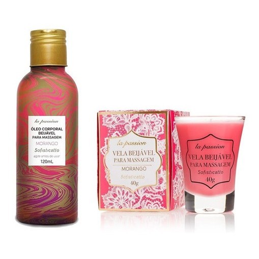 Gel De Massagem Tantrica Sabor Morango E Vela Morango