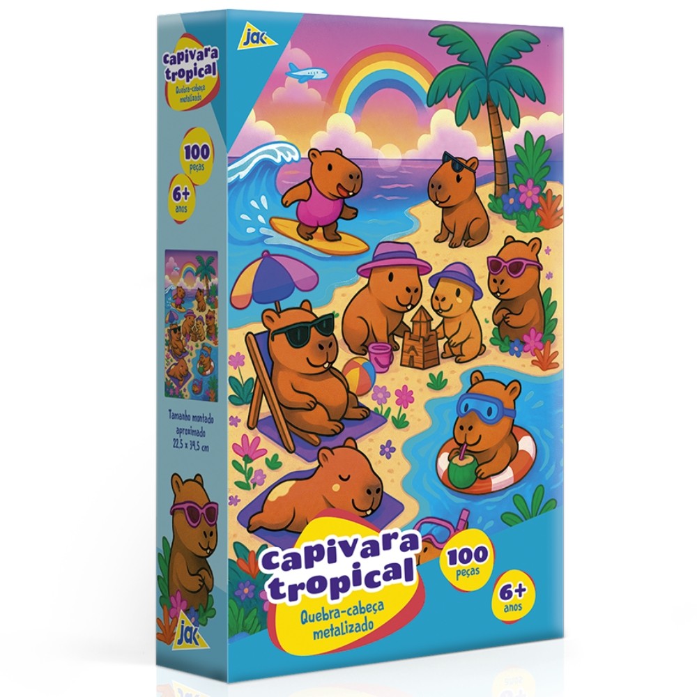QUEBRA CABEÇA METALIZADO CAPIVARA TROPICAL 100 PEÇAS TOYSTER PUZZLE PRAIA MAR ANIMAIS BICHOS CRIANÇA em Oferta na Shopee