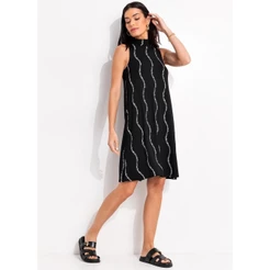 Vestido Em Malha De Viscose Listra Renovada Quintess