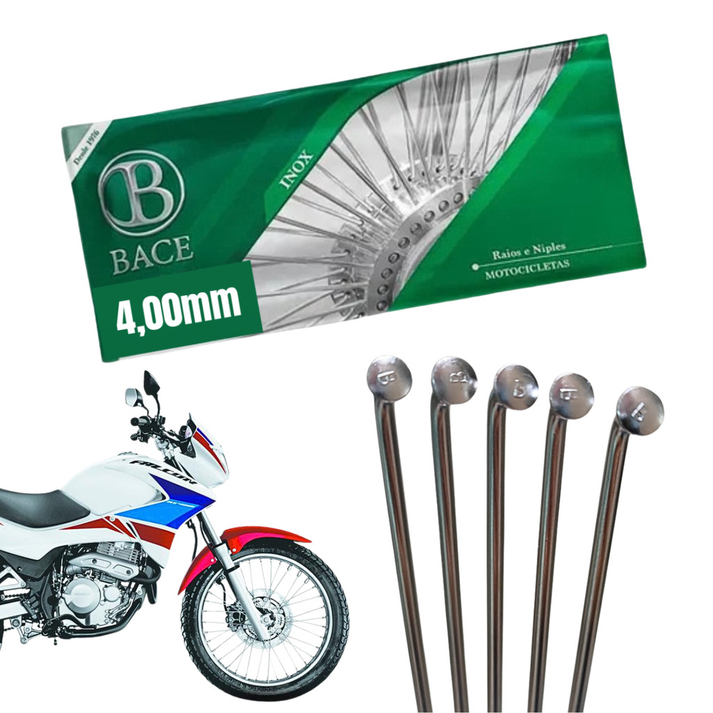Jogo Kit Raio Bace 4,0mm NX 400 Falcon Aço Inox Dianteiro E Traseiro