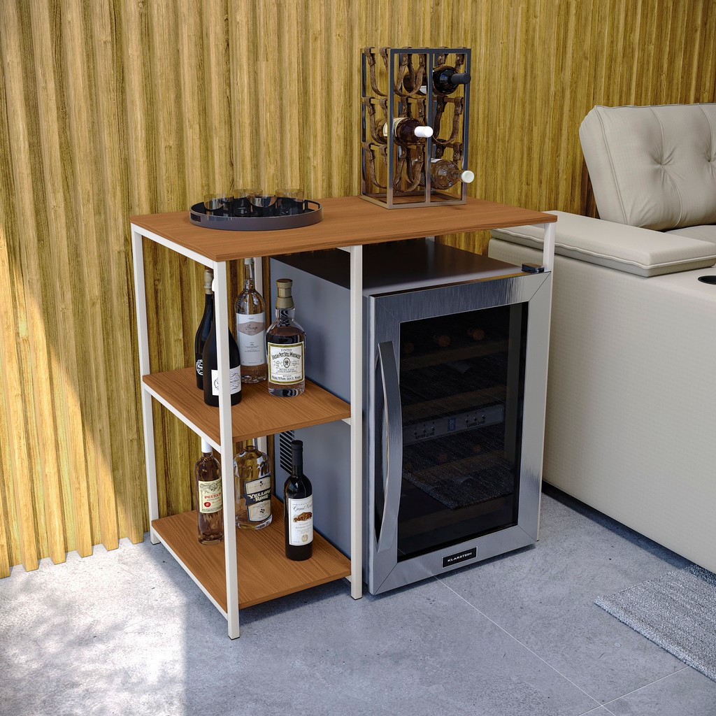 Aparador adega/cervejeira estilo industrial Kappesberg LI044 cor Canela/Branco