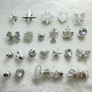 Shopee Quente ! Borboleta/Estrela Da Série Silver-Charme De Sapatos Com Botão DIY Para Tamanco/Chinelo em Oferta na Shopee