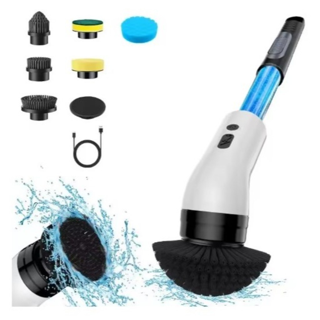 Esfregão Escova de Limpeza Com Porta Detergente Elétrica Recarregável USB Para Banheiros 7 em 1 - POPULAR