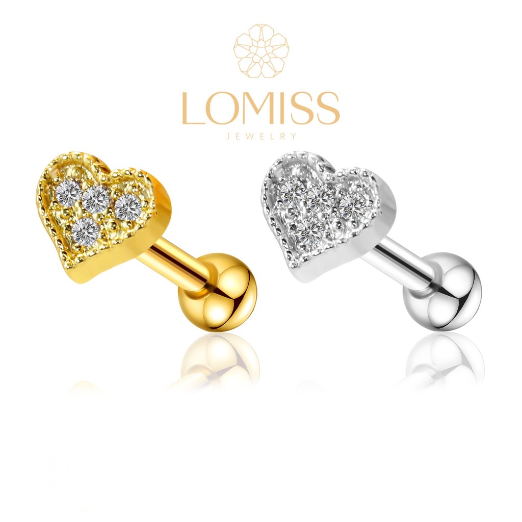 Piercing Orelha Helix Mini Barbell Cobre / Aço Coracao Cravejado Zircônia - Flat Conch Rook Lóbulo Labret Nariz Tragus em Oferta na Shopee