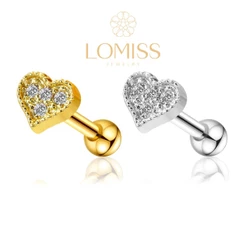 Piercing Orelha Helix Mini Barbell Cobre / Aço Coracao Cravejado Zircônia - Flat Conch Rook Lóbulo Labret Nariz Tragus