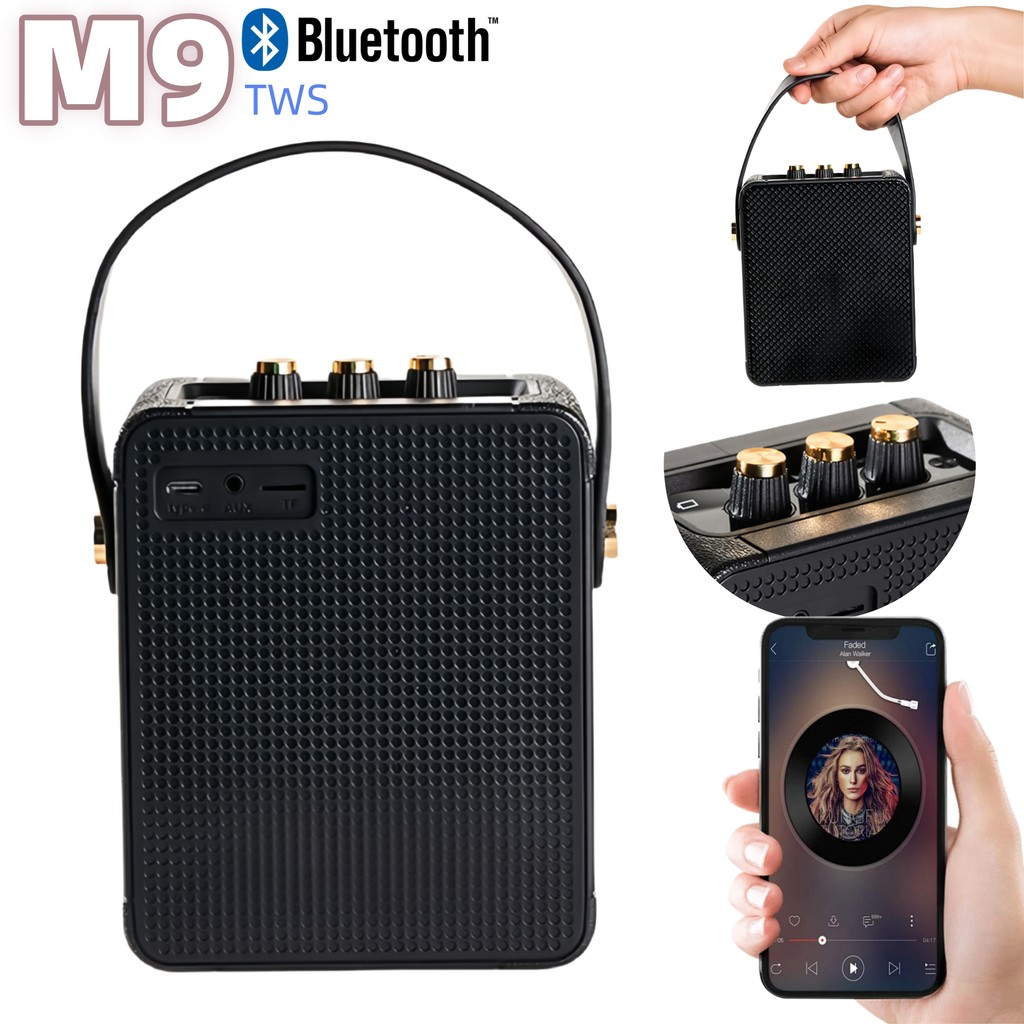 M9 áudio Bluetooth sem fio pequeno alto-falante portátil áudio ao ar livre graves pesados