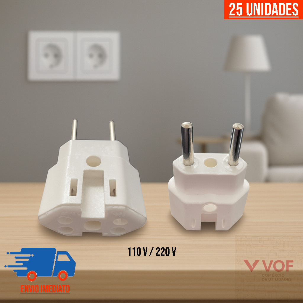 Kit 25 Adaptador de Tomada Ultra Resistente Benjamin 10 A/20 A Perfeito para Eletrodomésticos