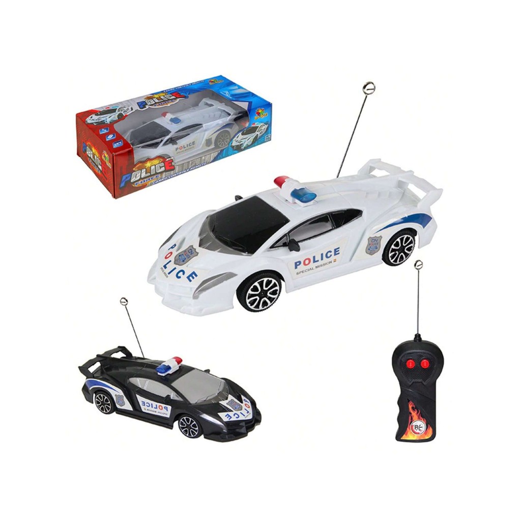 Brinquedo Carro Carrinho De Controle Remoto Policia 1:24 (17,5cm) 3 Funções