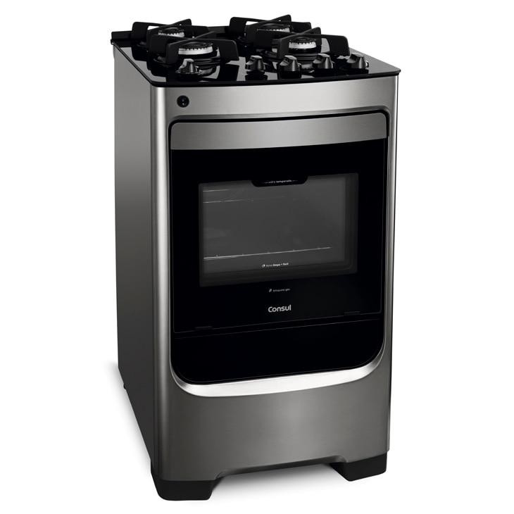 Fogão 4 Bocas Consul CFO4VAR com Acendimento Automático e Mesa de Vidro Temperado, Inox em Oferta na Shopee